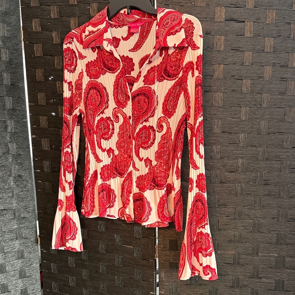 Sunny Leigh Red and White Paisley Blouse